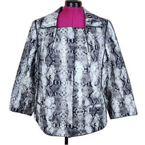 Linea by Louis Dell'Olio Blazer Grey Snakeskin Cotton Jacket Animal Print Sz 1X